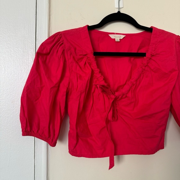 Sim & Sam Bright Pink Puff Sleeve Crop Top - Picture 4 of 8